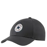 Gorro de béisbol negro con logo clásico de Converse, diseño ajustable y tela resistente.