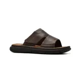 Sandalias casuales de hombre, color negro, con dos tiras anchas sobre el empeine.