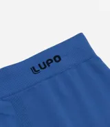 Calzoncillo bóxer blanco de microfibra ligera, con cintura elástica blanca con logo Lupo y rayas negras.