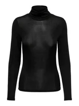 Top negro de cuello alto y manga larga, con detalle de glitter.