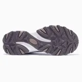 Bota de trekking Merrell Soren Mid para hombre, con capellada de ripstop en tonos gris, marrón y negro. Cuenta con múltiples cintas laterales que ofrecen soporte y sujeción al pie, funcionando también como pasadores para los cordones, garantizando un ajuste personalizado.