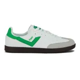 Zapatillas Pony Moma de cuero blanco con detalles en verde y gris.