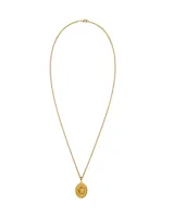 Collar dorado con dije de sol y dije de yin yang.