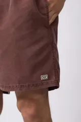 Short de baño gris con cintura elastizada y cordón ajustable. Tiene bolsillos laterales y logo de la marca en la pierna derecha.