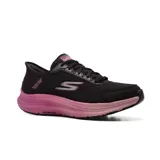 Championes deportivos Skechers Go Run Consistent 2.0, color negro con suela rosa. Diseñados con tecnología Slip-ins para un fácil calce, capellada de malla deportiva, plantilla Air-Cooled Memory Foam y entresuela Ultra Light.