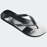 Ojotas Havaianas Top Surfer I con base blanca y estampado de paisaje marino. Tiras blancas con logo de la marca.