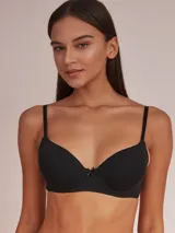 Soutien básico de algodón blanco con estampado floral celeste y naranja.
