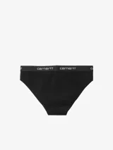 Calzoncillo blanco de corte clásico con cintura elástica gris y logo Carhartt en negro.