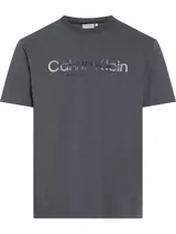 Remera gris de algodón con logo Calvin Klein estampado en el pecho.