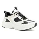 Championes Skechers Bobs Sport Bamina Men 2.0, color blanco con detalles en negro y gris. Con plantilla acolchada Memory Foam y suela de goma flexible.