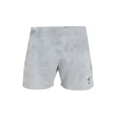 Bermuda deportiva gris con logo estampado en la pierna.