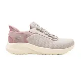 Championes deportivos Skechers Slip-ins Sport Squad Chaos, color lila con detalles en rosa y suela blanca. Diseñados con tecnología Hands Free Slip-ins y Heel Pillow para un calce fácil y seguro.