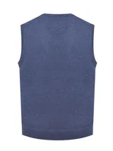 Chaleco gris de lana con cuello en V y calce regular.