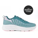 Championes deportivos Hi-Tec Foster, color negro con detalles en gris y violeta. Capellada de malla transpirable con refuerzos sintéticos, entresuela de EVA para amortiguación y suela de goma para tracción.