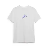Remera color arena de algodón con estampa en la espalda de una pizza, utensilios de cocina y la palabra 'Pizza'.
