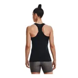 Musculosa deportiva Under Armour Tech Mesh Racer Tank color coral, con espalda racerback y logo reflectivo en el pecho.