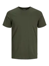 Camiseta verde militar de manga corta y cuello redondo, corte slim fit.