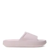 Sandalias tipo slide color celeste, con plataforma y logo de la marca en la tira superior.