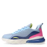 Championes de mujer Push Lola, color celeste con detalles en azul, rosa y amarillo.