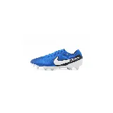 Championes de fútbol Nike Legend 10 Pro FG, color azul con detalles en blanco y negro.