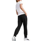Pantalón de jogging negro Puma Essentials de corte ajustado, con cintura elástica, puños acanalados y logo estampado en la pierna izquierda.