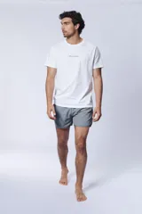 Short de baño gris claro de corte runner.