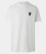 Remera blanca de algodón con cuello redondo y mangas cortas. Estampado pequeño en el pecho con el personaje Dexter del Laboratorio de Dexter.