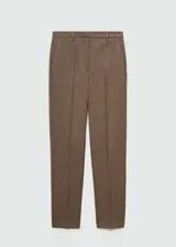 Pantalón de vestir gris oscuro, tiro medio, corte skinny y diseño crop.