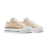 Championes Converse Chuck Taylor All Star Lift Platform, color beige con plataforma blanca y detalles en negro.