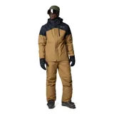 Campera de esquí Columbia Last Tracks Jacket para hombre, color marrón claro con detalles en negro. Impermeable, transpirable y termorreflectante, con capucha ajustable y extraíble, faldón para nieve, bolsillos con cremallera y dobladillo ajustable.