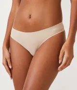 Bombacha bikini negra de microfibra con corte láser y forro de algodón.