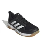 Championes Adidas Ligra 7 M, color negro con detalles en blanco y suela de goma color caramelo.