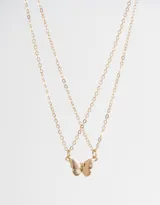 Set de dos collares dorados con dije de mariposa con imán.