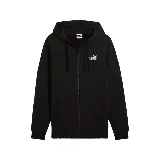 Buzo negro con cierre y capucha, con logo Puma estampado en blanco en el pecho.