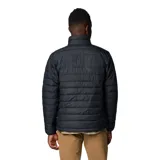 Campera puffer Columbia Powder Lite II, color verde oliva en la parte superior y verde claro en la parte inferior. Con cierre frontal, cuello alto, bolsillos laterales con cierre y logo de la marca bordado en el pecho.