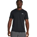 Remera deportiva Under Armour Launch Sleeve negra, de corte clásico, manga corta y cuello redondo. Confeccionada en tejido suave, ligero y transpirable que capilariza el sudor y se seca rápidamente.