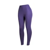 Calza deportiva larga color violeta, de tiro alto y corte ajustado.