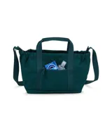 Bolso tote JanSport Everyday Mini, color violeta, con doble asa corta y correa larga ajustable y removible. Presenta un bolsillo frontal con cierre y logo de la marca bordado.