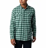 Camisa de franela Columbia para hombre, a cuadros en tonos negro, gris, beige y blanco. Confeccionada en algodón con elastano para mayor comodidad y flexibilidad. Cuenta con cuello abotonado, cierre frontal con botones, dos bolsillos en el pecho con cierre de botón y puños abotonados.