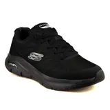 Championes deportivos Skechers Arch Fit Charge Back, color negro, con capellada de malla knit y superposiciones sintéticas, cordones, plantilla Arch Fit removible con soporte en el arco plantar y media suela con amortiguación.