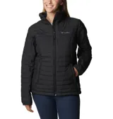 Campera acolchada Columbia Silver Falls II, color negro, con cierre frontal, cuello alto y bolsillos laterales con cierre.