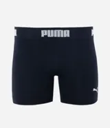 Calzoncillo bóxer Puma color azul marino, con cintura elástica con el logo de la marca en blanco y logo pequeño en la pierna derecha.