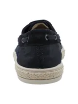 Alpargatas náuticas azul marino para hombre, confeccionadas con poliéster reciclado y descarne, con cordones y suela de goma.