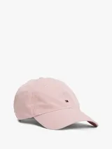 Gorra de béisbol rosa de algodón con logo de Tommy Hilfiger bordado en el frente.