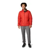 Campera puffer Columbia Delta Ridge II, color rojo, con cierre frontal, cuello alto y bolsillos laterales con cierre. Cuenta con tecnología Omni-Heat™ para mantener el calor corporal y HeatSeal™ para evitar la pérdida de calor.