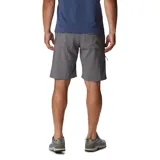 Short deportivo gris de corte recto, con bolsillos laterales con cierre y cintura elástica con cinturón ajustable.