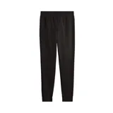 Pantalón de jogging negro con cintura elástica ajustable con cordón, puños ajustados y logo Puma bordado en la pierna izquierda.