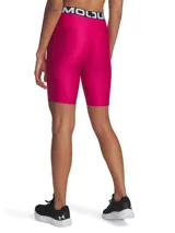 Calza corta de lycra negra Under Armour HeatGear, con cintura alta con logo y logo estampado en la pierna izquierda.