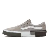 Championes Vans SK8-Low Rearrange color gris con detalles en blanco y suela en bloques de color.