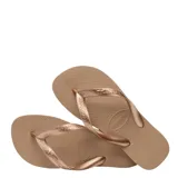 Sandalias Havaianas modelo Top Tiras, color marrón café, con tiras finas y logo de la marca en relieve.